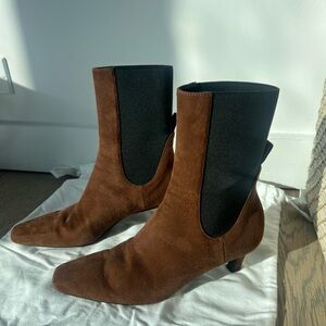 Toteme mid heel brown suede ankle boots, size 37